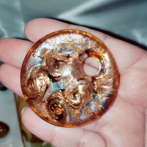 Round Glass Pendant with Swirl Design